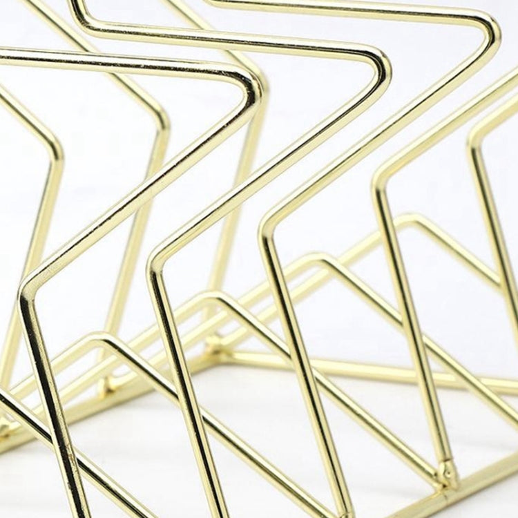 金色S形鐵藝書擋 桌面收納盒辦公家用書立書夾置物架創意書架