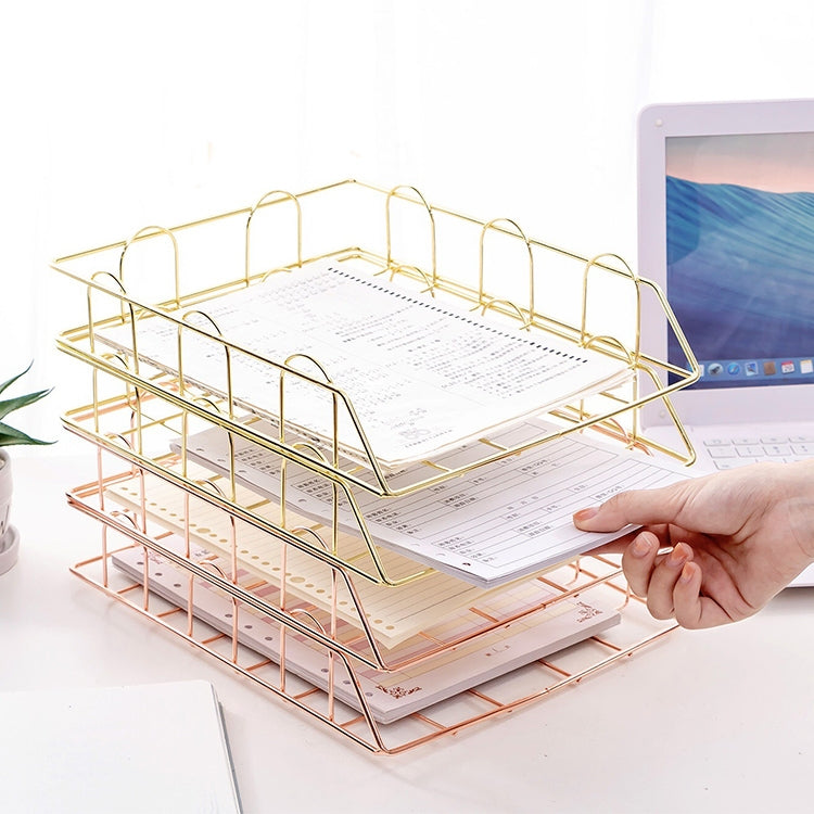 摺疊鐵藝信雜誌報紙文件架存儲支架文件托盤辦公桌收納用品