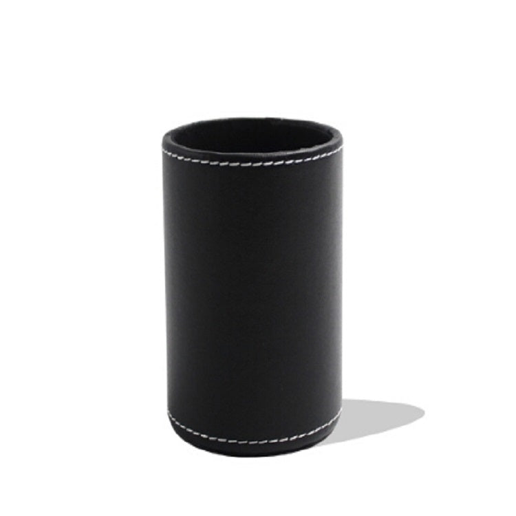 仿皮革圓形筆筒桌面文具收納盒