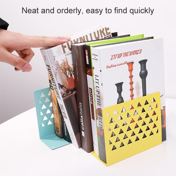 金屬三角鏤空桌面收納器書擋書夾書立支架書架家庭辦公用品