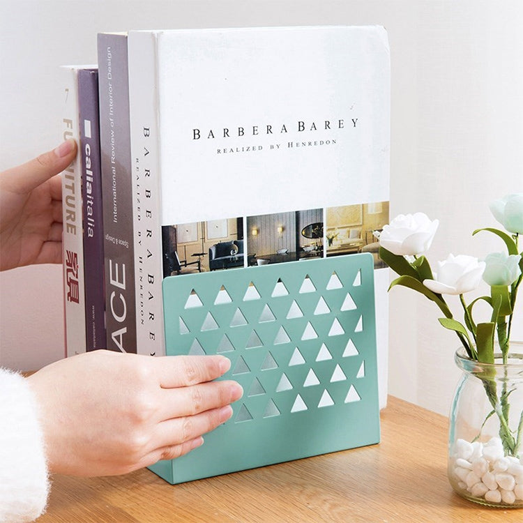 金屬三角鏤空桌面收納器書擋書夾書立支架書架家庭辦公用品