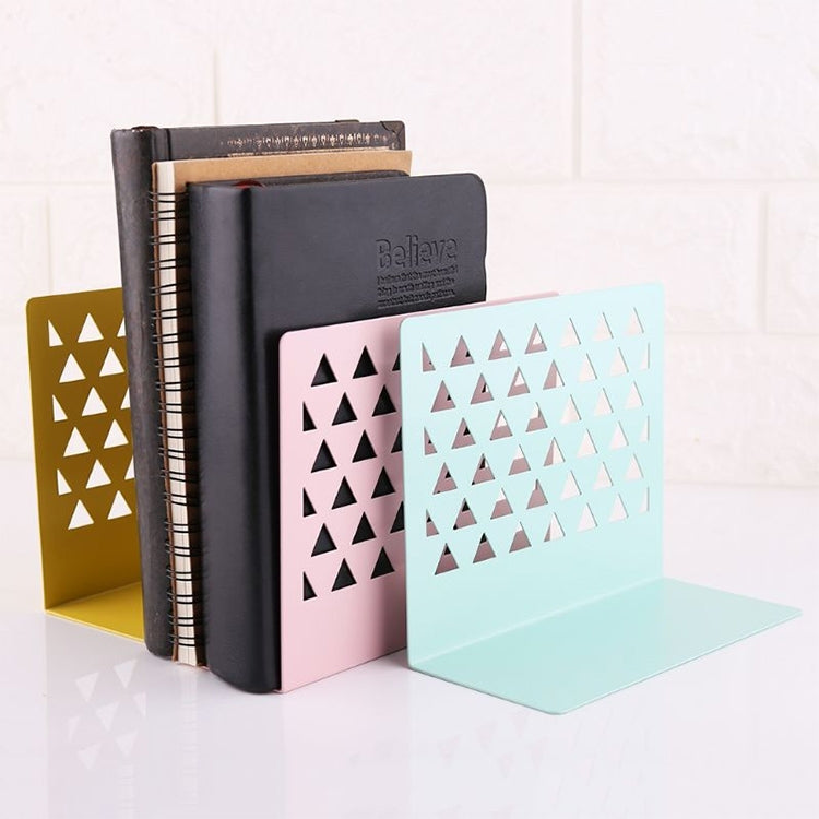 金屬三角鏤空桌面收納器書擋書夾書立支架書架家庭辦公用品