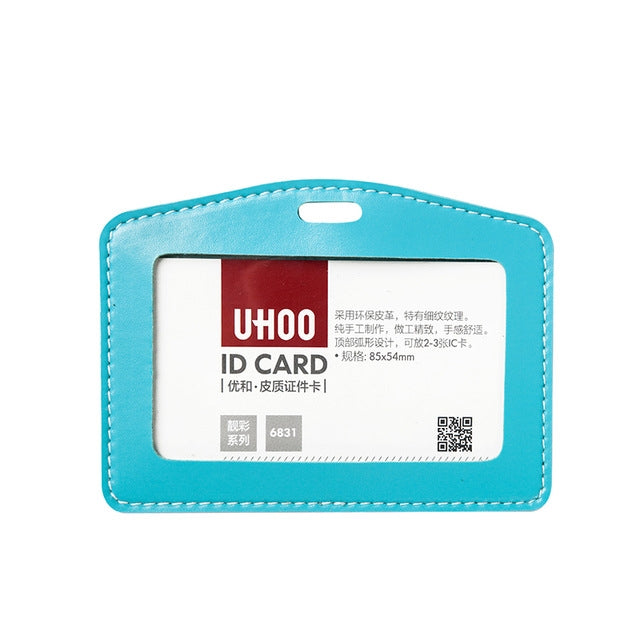 女士商務掛繩吊牌 真皮卡套 學生糖果色可愛卡通兒童胸卡