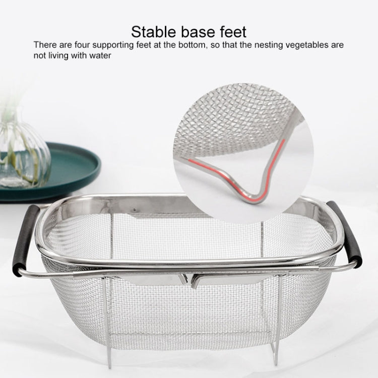 Stainless Steel Foldingf Filter Kitchen Tools Drainage Household Retractable Vegetable Fruit Basket