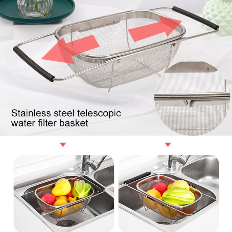 Stainless Steel Foldingf Filter Kitchen Tools Drainage Household Retractable Vegetable Fruit Basket
