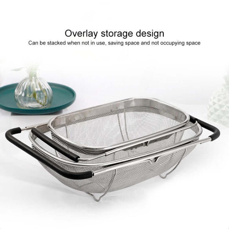 Stainless Steel Foldingf Filter Kitchen Tools Drainage Household Retractable Vegetable Fruit Basket