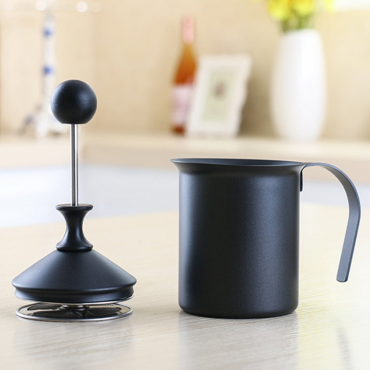 不銹鋼雙網手動咖啡牛奶泡沫泵發泡杯打奶器起泡器