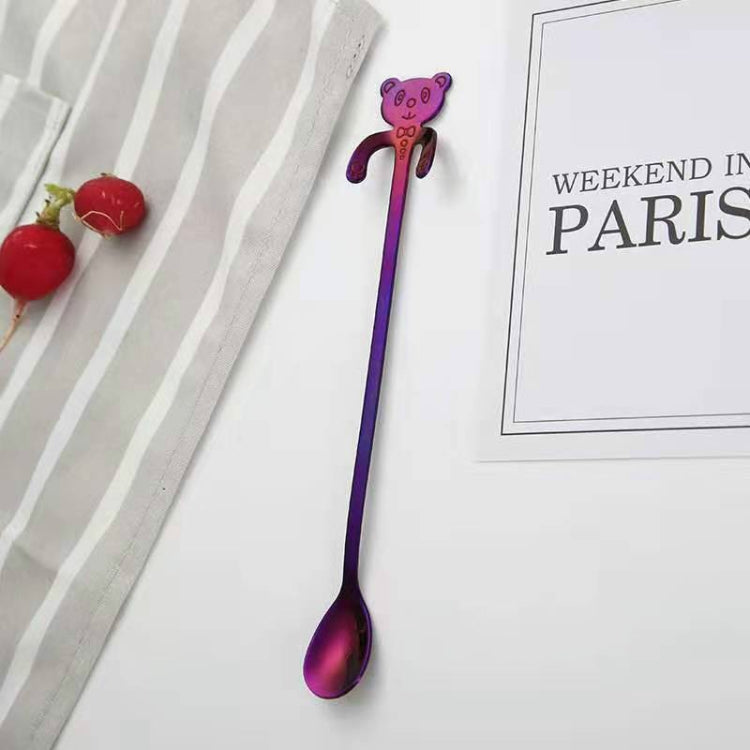 可愛熊長柄扁平咖啡勺子工具