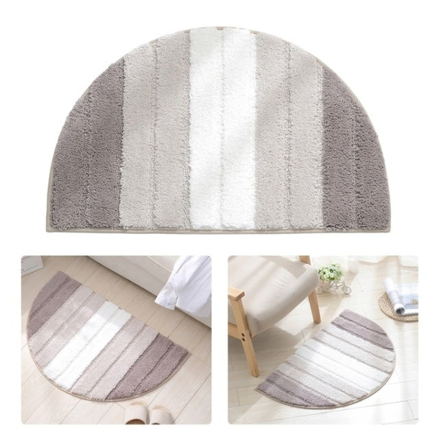 防滑超細纖維半橢圓廚房餐廳地墊 條紋圖案