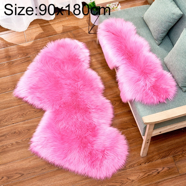 創意雙心仿羊毛地毯沙發靠墊墊毛絨卧室客廳地毯