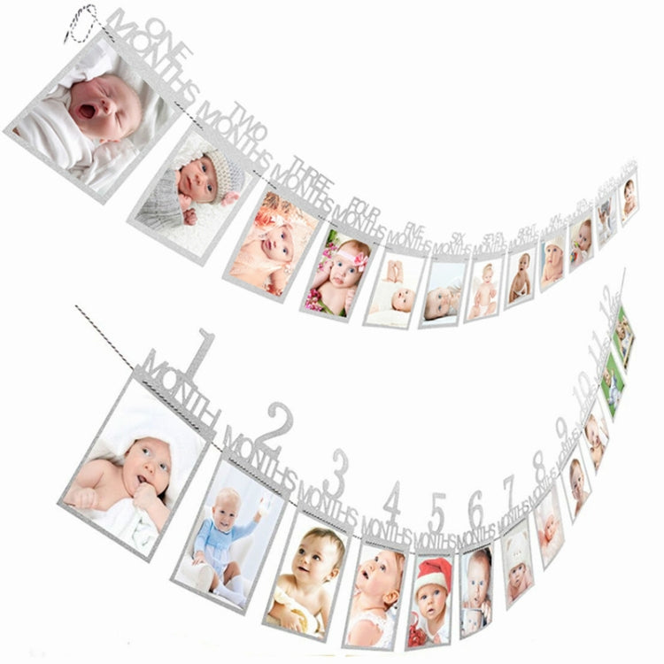 寶寶一周歲12個月 生日拉旗 照片牆標語旗幟月份照片夾拉花