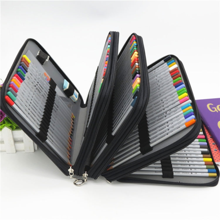 PU皮革學校鉛筆盒1 84孔大容量彩色鉛筆袋盒 多功能鉛文具包美術用品禮品