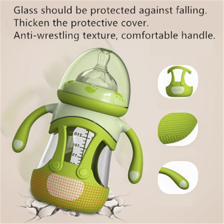 帶硅膠套高硼硅玻璃寶寶奶瓶