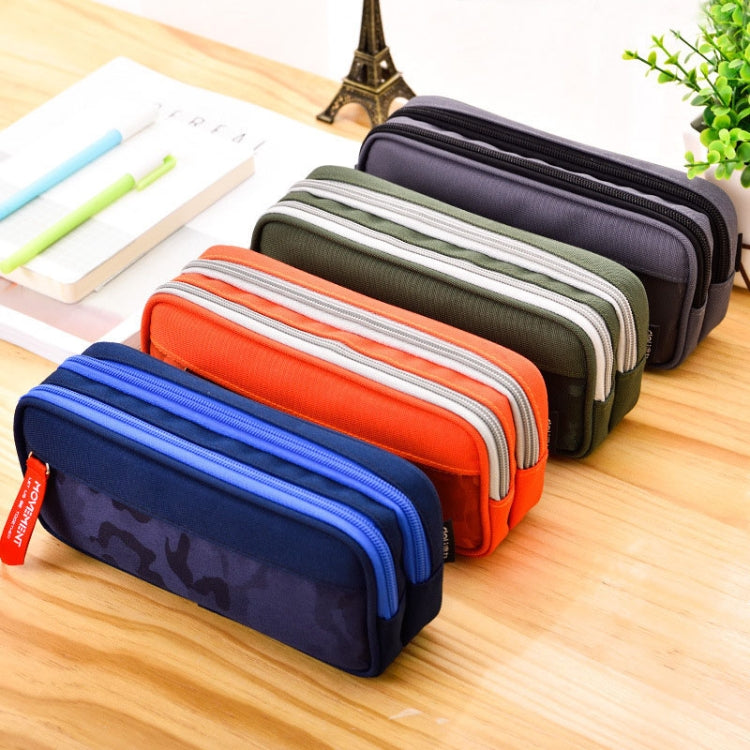 迷彩鉛筆盒尼龍帆布雙拉鏈筆袋