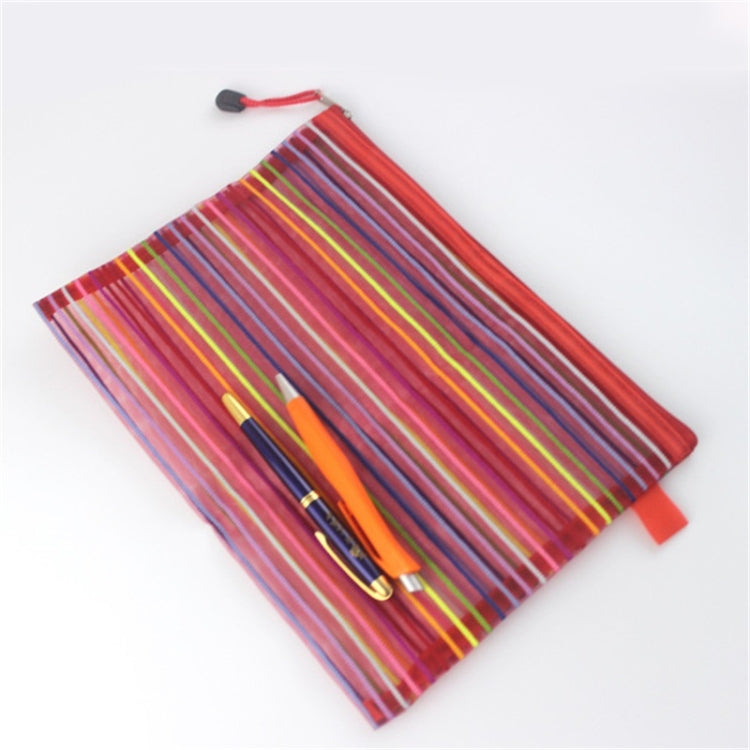 12個一賣 多色塑料A5文件拉鏈網格文件收納袋 尺寸：22x18cm