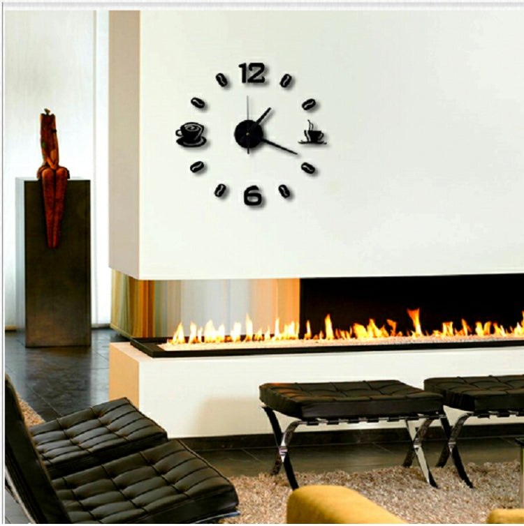 ISHOWTIENDA時尚亞克力DIY咖啡杯自粘內牆創意裝飾時鐘 靜音牆貼掛鐘