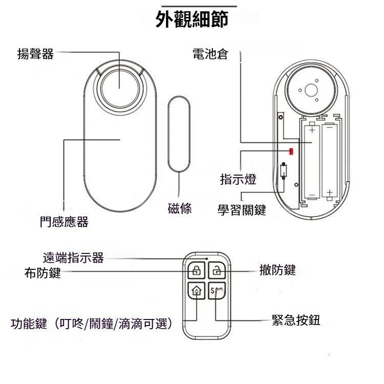 家用門窗防盜報警器遙控無線門磁報警器