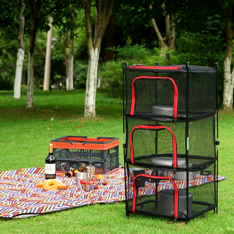 戶外摺疊曬網四層收納筐儲物籃野營曬魚晾曬網架掛籃