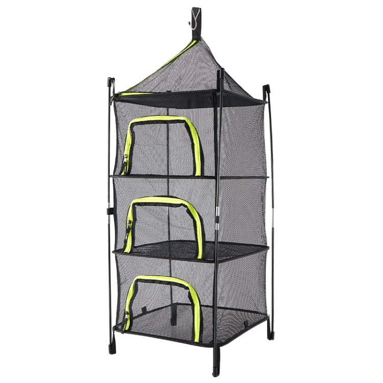 戶外摺疊曬網四層收納筐儲物籃野營曬魚晾曬網架掛籃