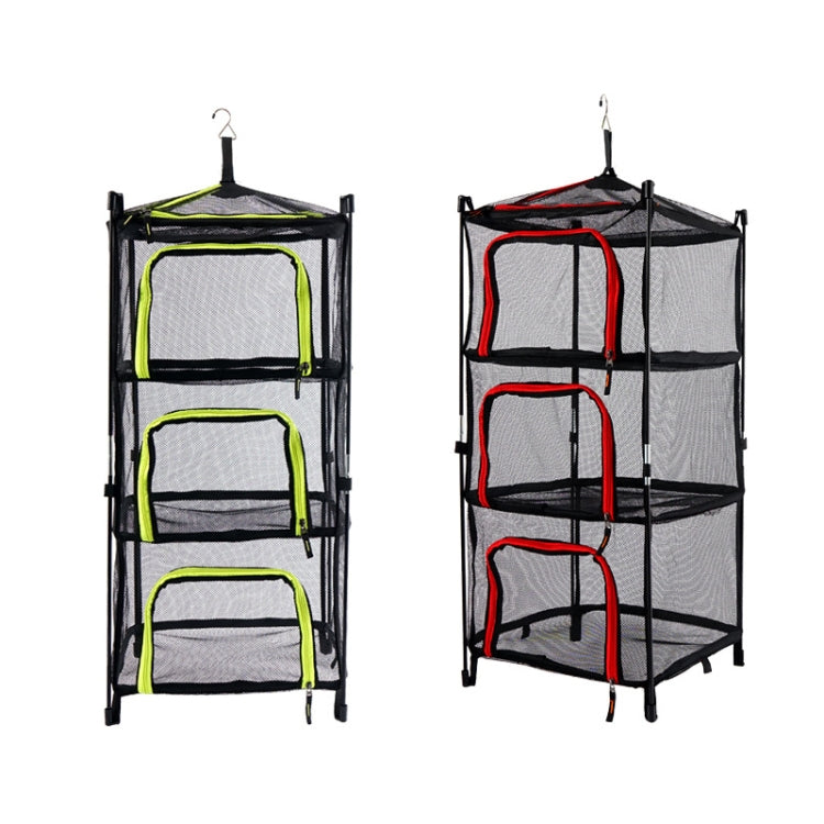 戶外摺疊曬網四層收納筐儲物籃野營曬魚晾曬網架掛籃