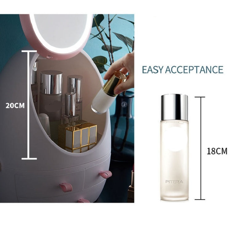 桌面防塵手提式帶鏡子化妝品收納盒