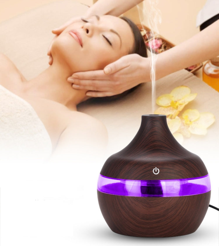 300ML水滴家用木紋香薰空氣凈化靜音加濕器