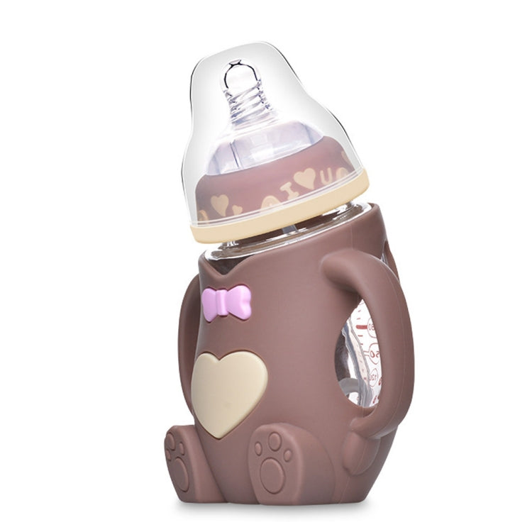 嬰兒硅膠玻璃奶瓶防摔防脹氣兒童玻璃奶瓶