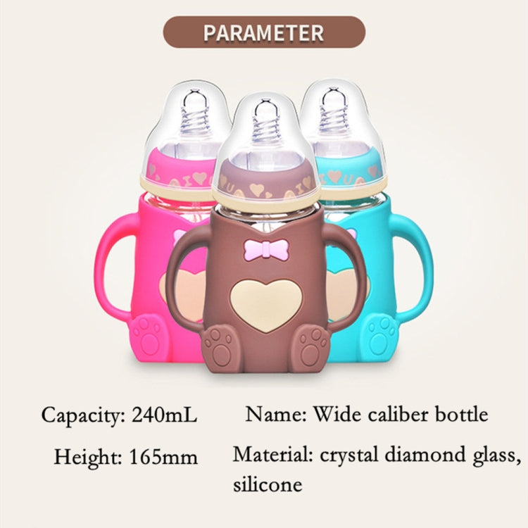 嬰兒硅膠玻璃奶瓶防摔防脹氣兒童玻璃奶瓶