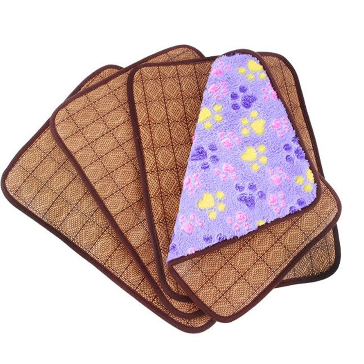 寵物雙面涼席藤墊狗窩貓咪毯墊