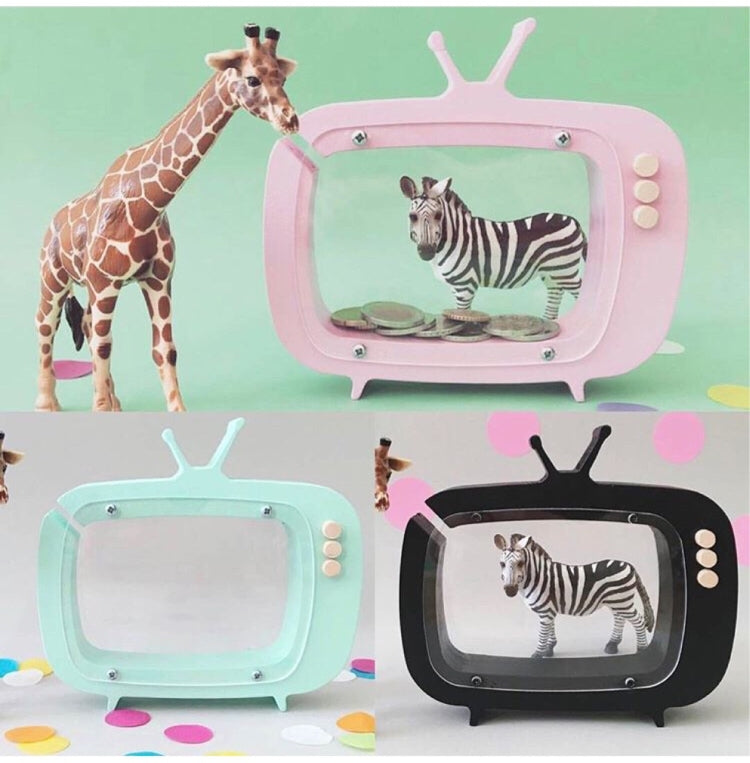 木質電視機儲蓄罐 兒童房擺設攝影道具玩具