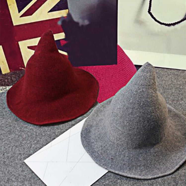 萬聖節個性巫師尖頂大邊羊毛帽