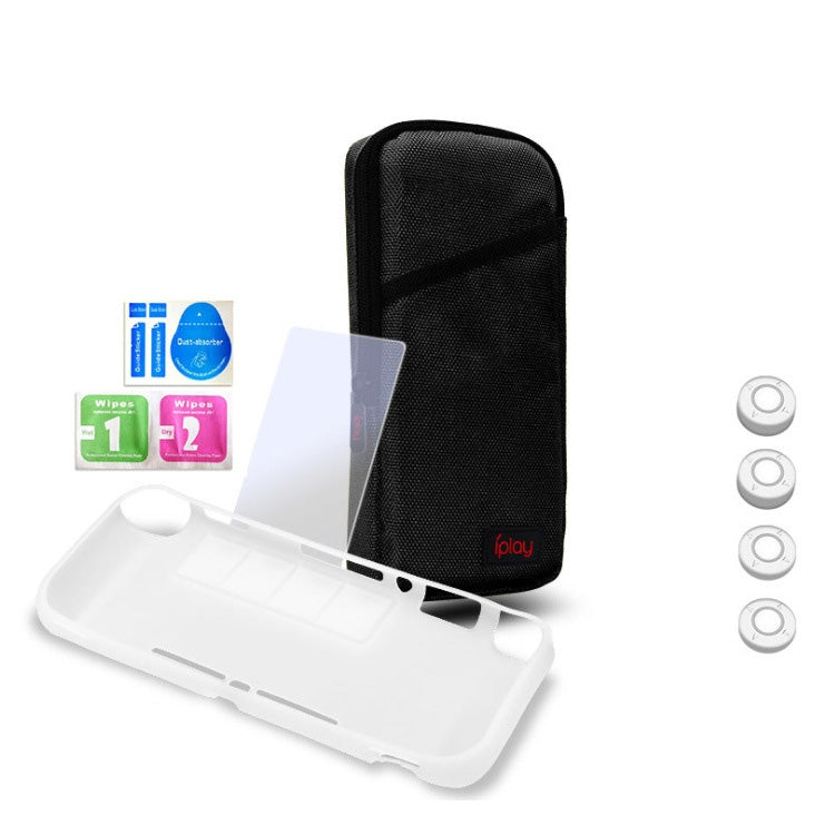 iplay 適用於Switch Lite主機的收納包 鋼化膜+搖桿帽+保護殼7合1保護包軟包套裝