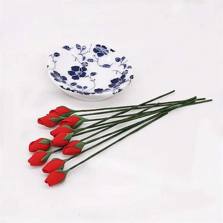 10朵賣 1:12迷你娃娃屋傢具花園客廳仿真玫瑰骨朵