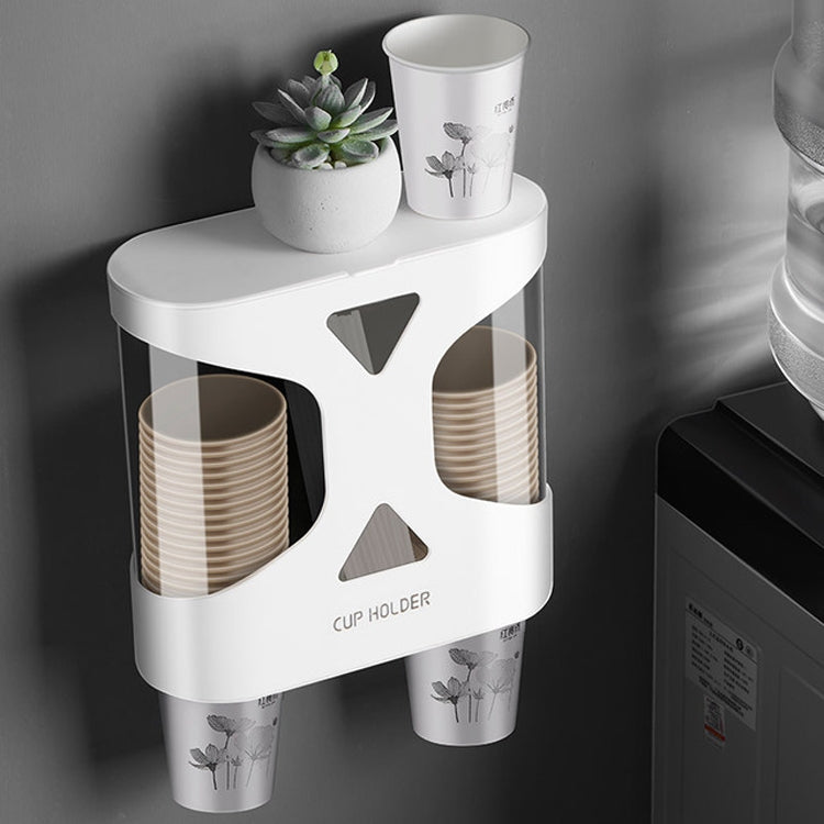 免打孔防塵防水壁掛式雙杯杯架一次性杯取杯器