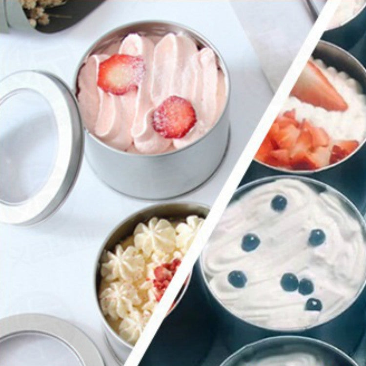 深圓形開窗透明頂蓋馬口鐵盒食品罐茶恭弘=叶 恭弘罐 蛋糕烘焙包裝盒