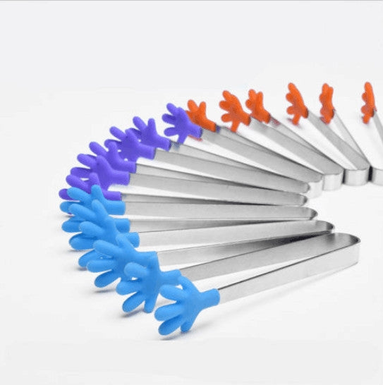 硅膠不銹鋼烹飪廚房冰桐食品燒烤沙拉手夾