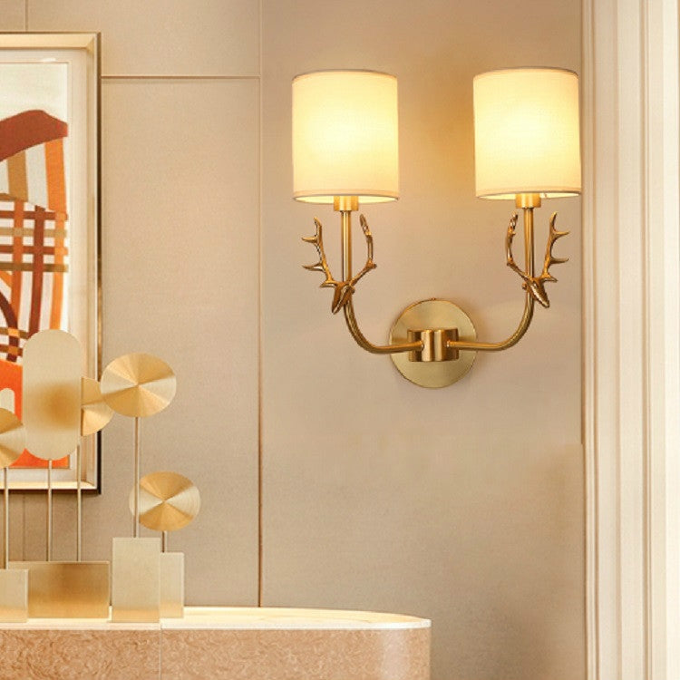 走廊過道個性創意全銅鹿角壁燈