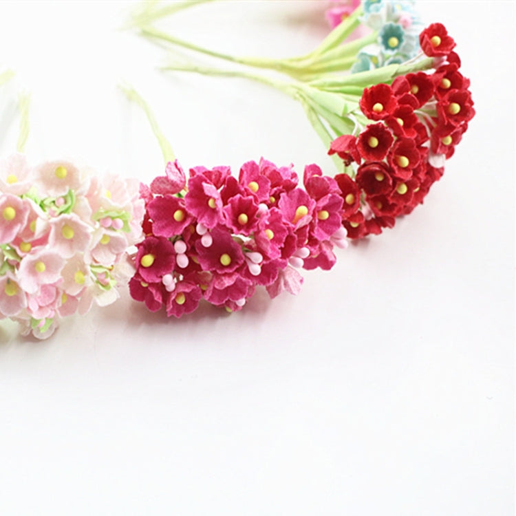 5枝一賣 DIY手工仿真梅花迷你植絨布料幸運小花