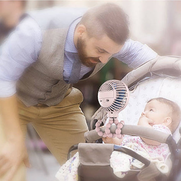 八爪魚變形卡通摺疊USB充電迷你手持風扇