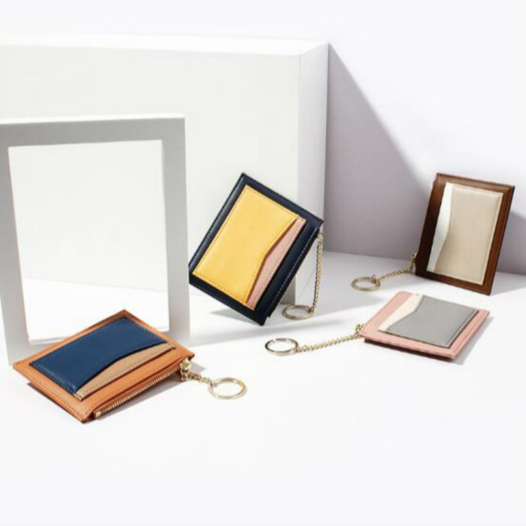 時尚拼接多卡位拉鏈卡包 多功能迷你小錢包