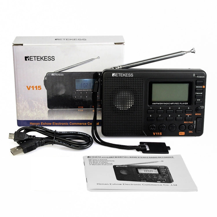 Retekess V-115全波段收音機FM AM便攜MP3播放器
