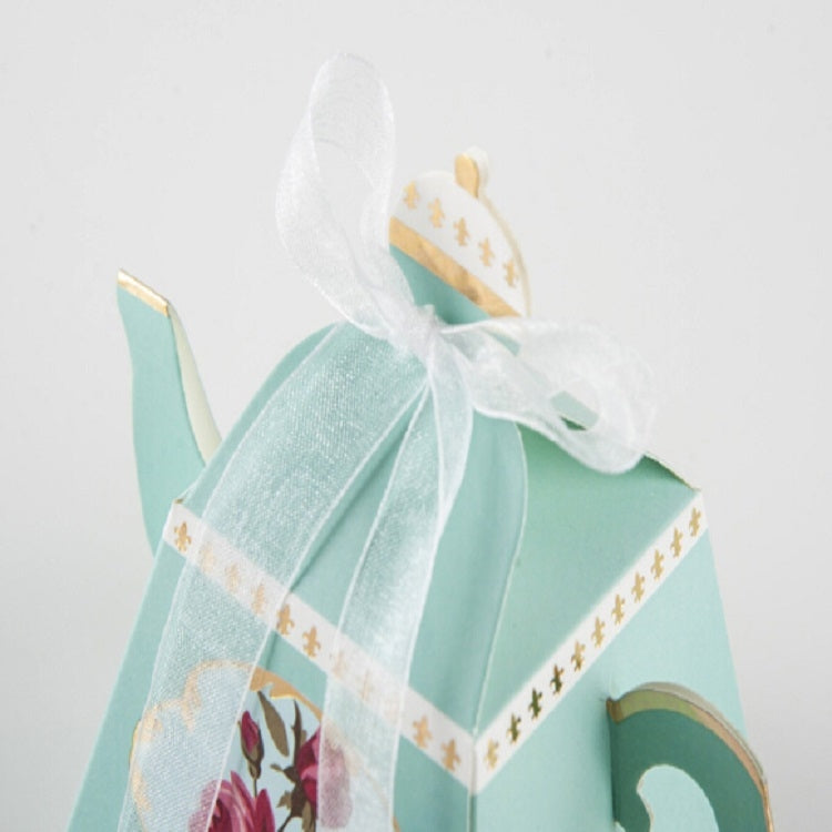 50個一賣 創意燙金茶壺形狀喜糖盒下午茶糕點盒