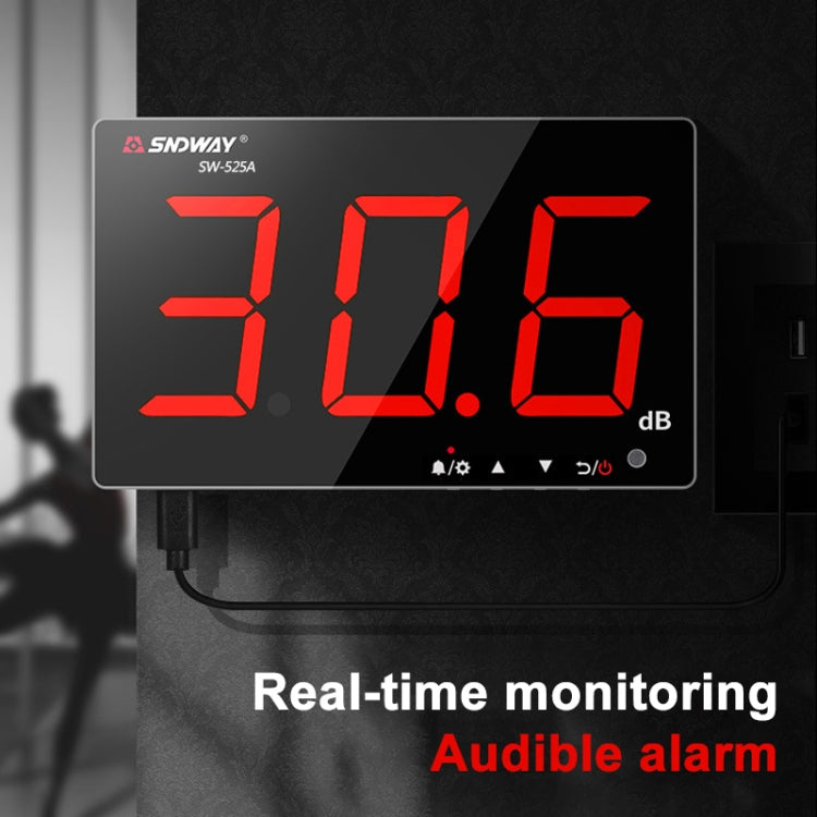 SNDWAY壁掛式30?130dB大屏幕數顯噪聲分貝監控測試儀
