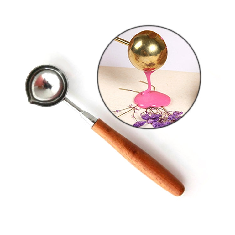 木柄黃銅印章蠟勺工具 融化封蠟手帳不銹鋼火漆勺