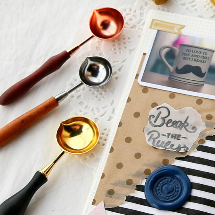 木柄黃銅印章蠟勺工具 融化封蠟手帳不銹鋼火漆勺