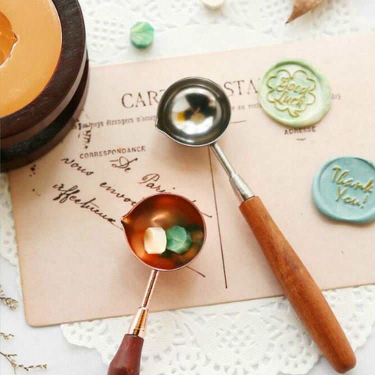 木柄黃銅印章蠟勺工具 融化封蠟手帳不銹鋼火漆勺