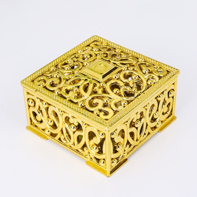 12個一賣 迷你糖果盒鏤空花紋正方形禮品盒