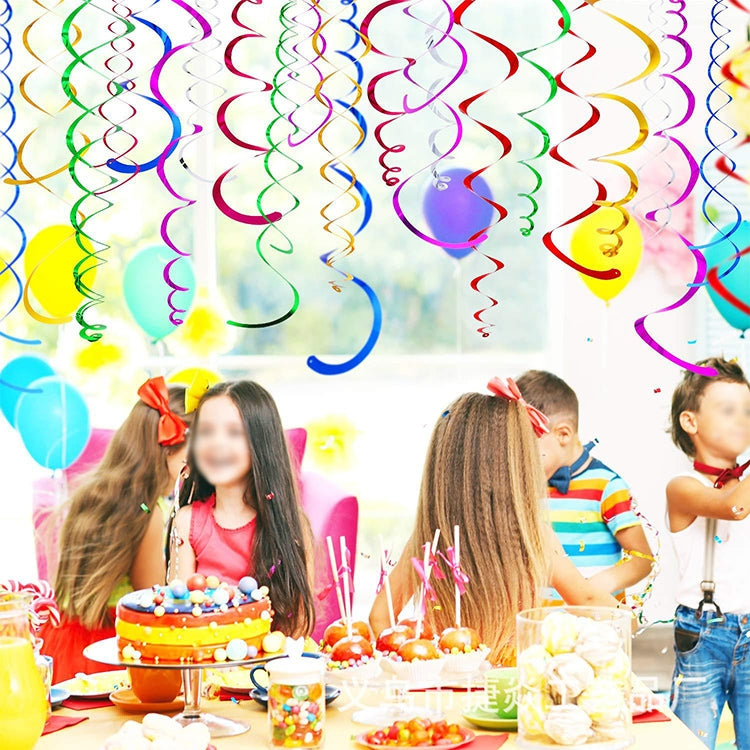 5個一賣 70cmPVC螺旋掛飾聖誕節幼兒園教室生日派對場景布置垂吊亮片掛飾