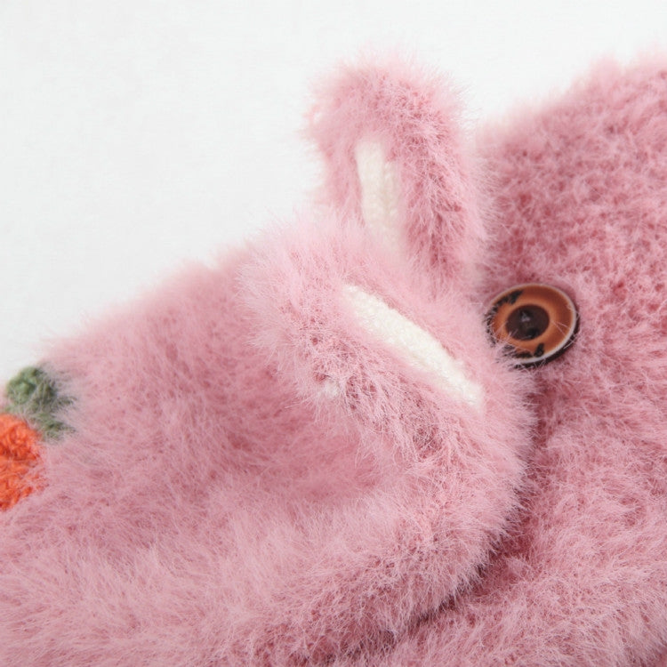 兒童翻蓋半指手套針織防寒保暖加絨露指手套