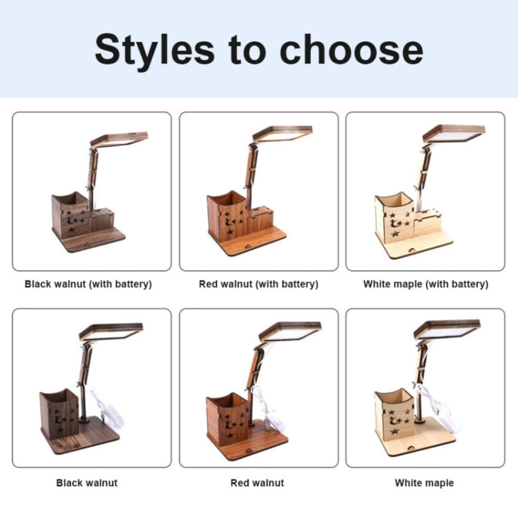 木製多功能觸摸USB筆筒檯燈學生桌面充電閱讀燈led護眼檯燈